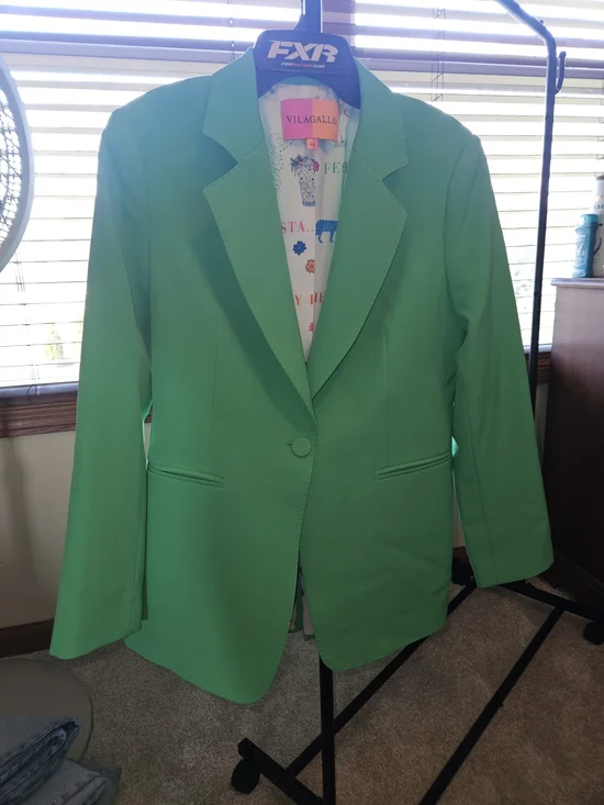 VilaGallo Green Womens Single-Button Blazer - Picture 3 of 12